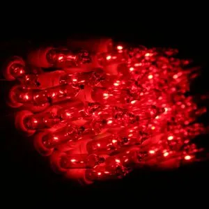 100-bulb Red Mini Lights, 2.5" Spacing, White Wire