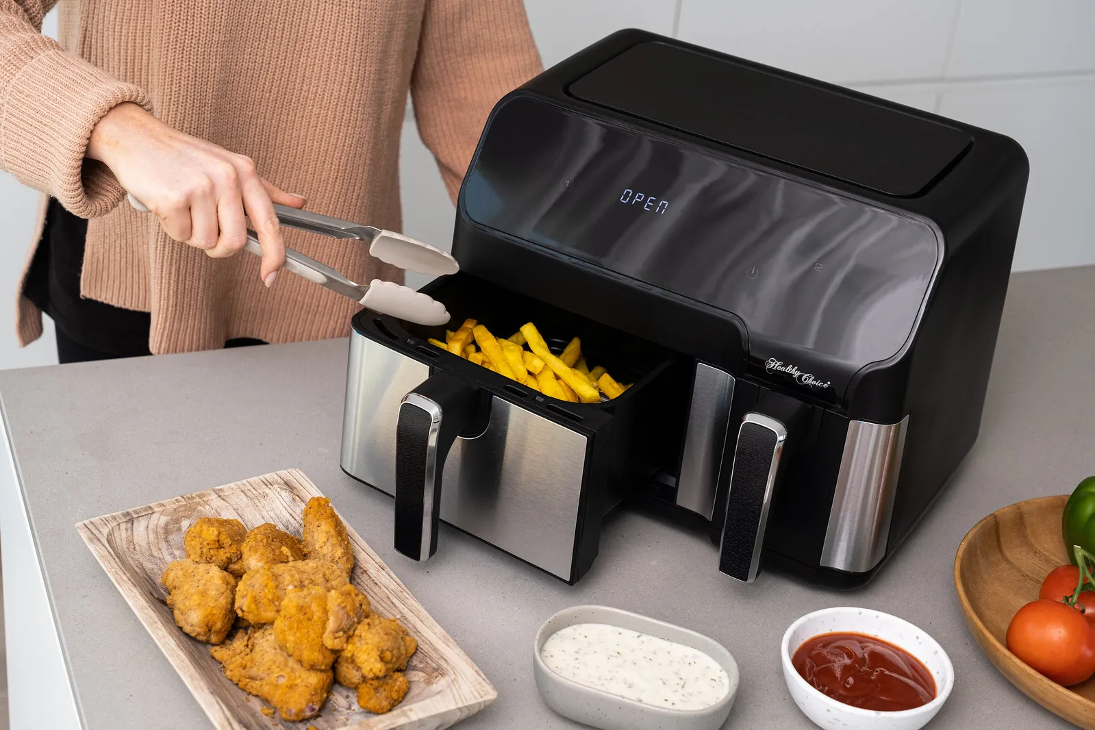 10L Digital Dual Zone Air Fryer with Dual Temperature Control