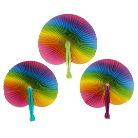 10" Rainbow Folding Paper Fan (Dozen)