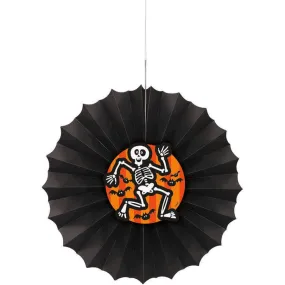 12" Scaredy Bat Skeleton Halloween Tissue Paper Decorative Fan