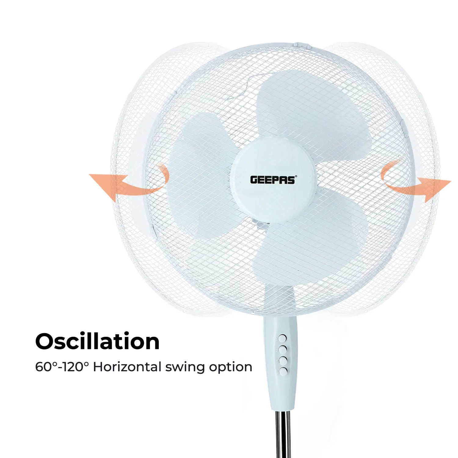 16 Inch White Oscillating Electric Pedestal Fan