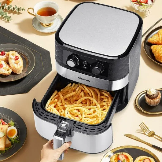 1700W 5.3 QT Electric Hot Air Fryer w/Stainless steel & Non-Stick Fry Basket-BK