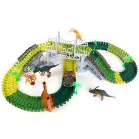 175Pcs Dinosaur Race Track Set with 3 Dinosaurs & Race Car