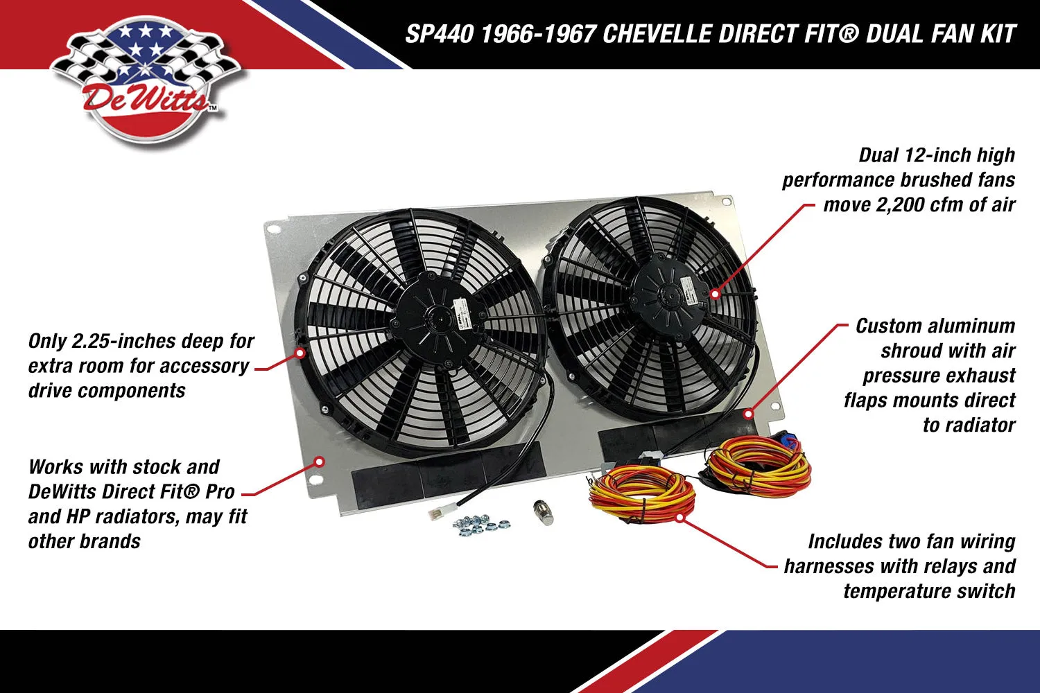 1964-1967 Chevelle Direct Fit® Dual Fan Kit 32-SP440