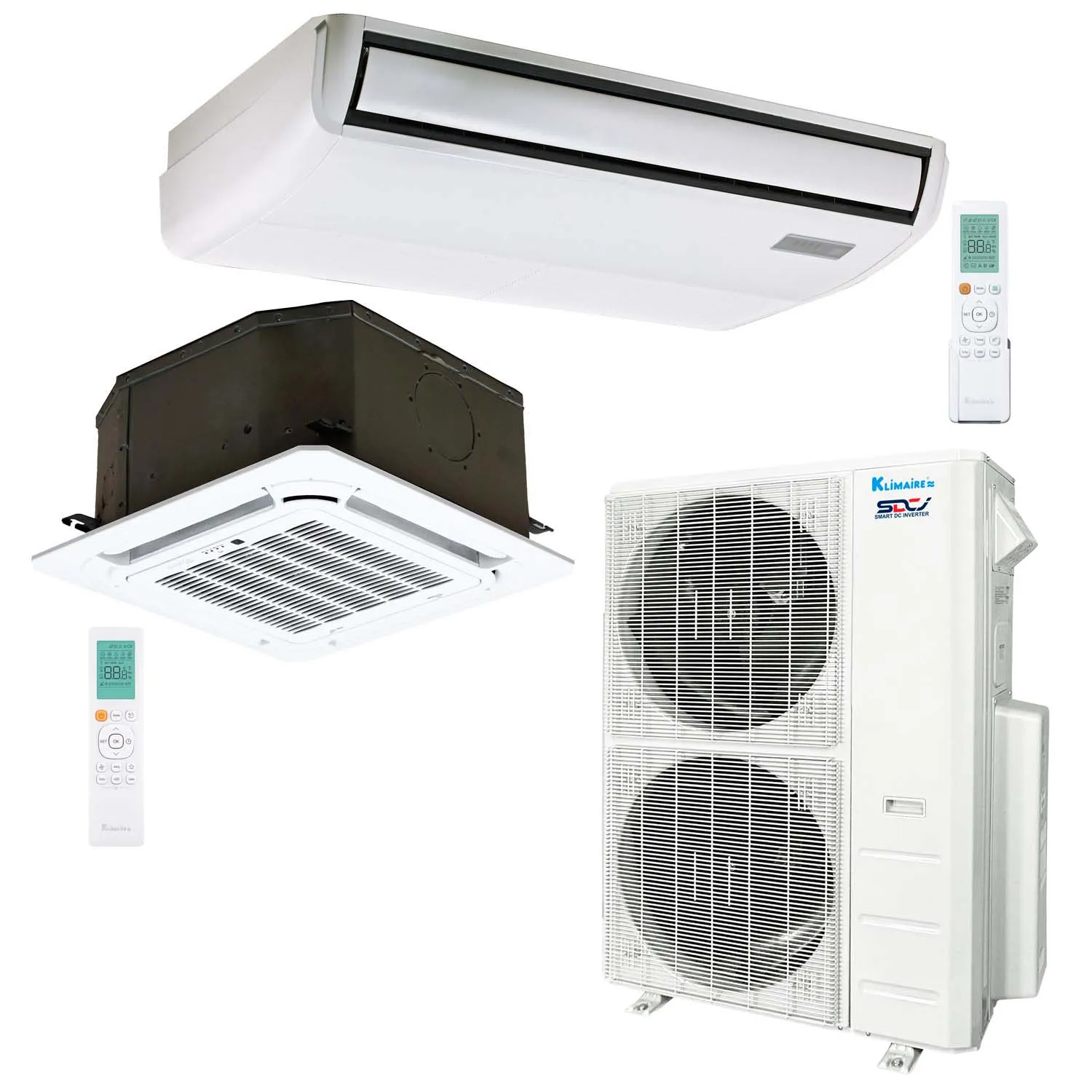 2-Zone Klimaire 21.1 SEER2 Multi Split Ceiling Cassette Floor-ceiling Air Conditioner Heat Pump System 18 24