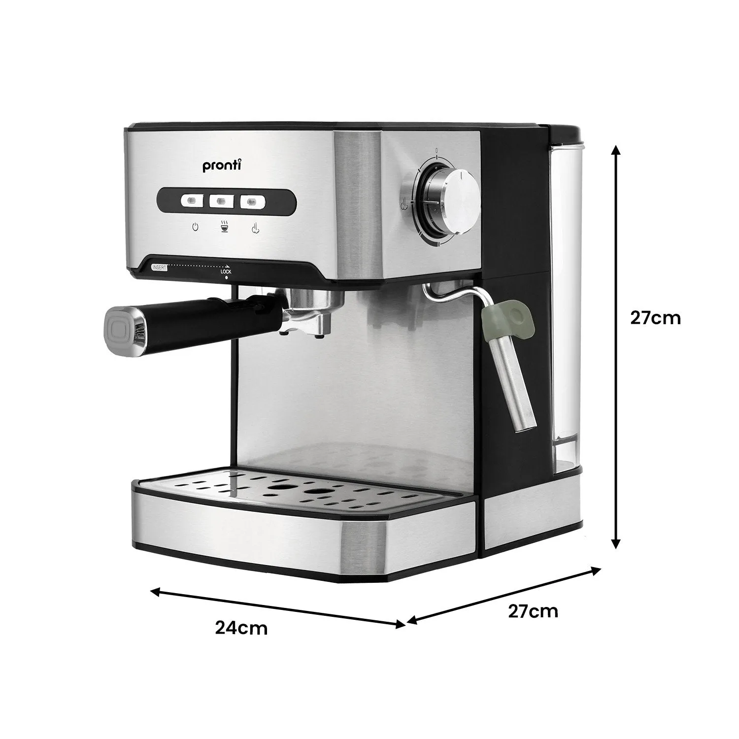 20 Bar Automatic Espresso Machine, Frother, 1.6L Tank, Pronti