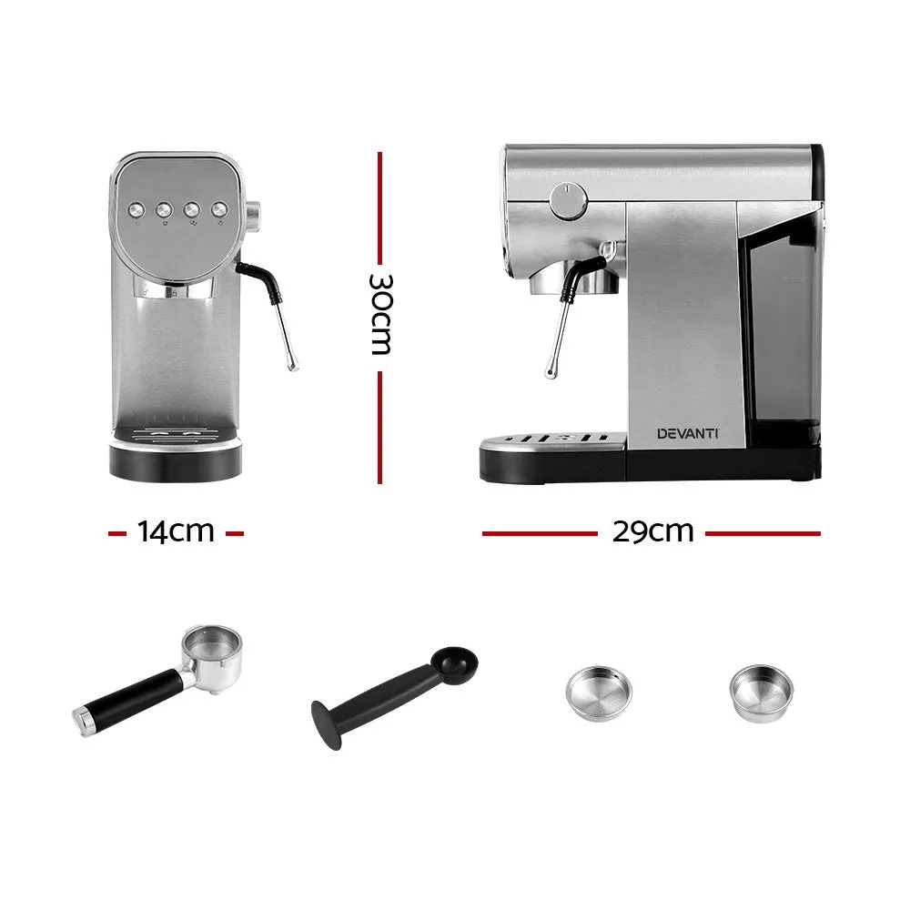 20 Bar Espresso Coffee Machine, Milk Frother, Devanti