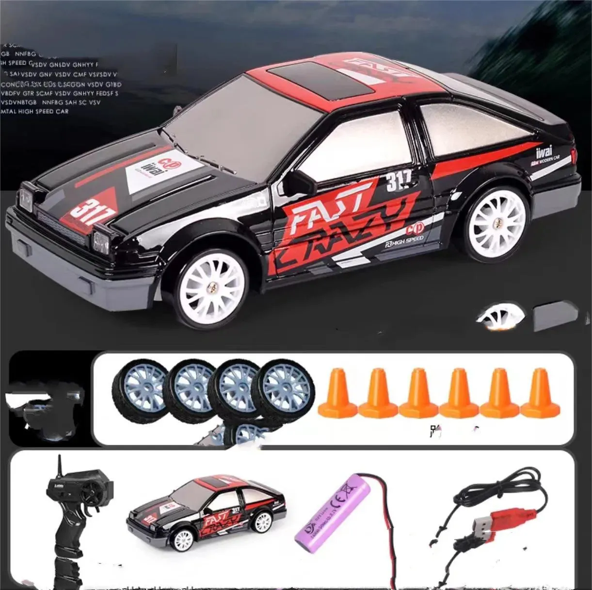 2.4G Drift Rc Car 4WD RC Drift Car Toy Remote Control GTR Model AE86 Vehicle Car RC Racing Car Toy for Children Christmas Gifts