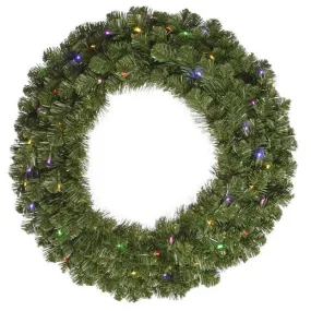 24" Enchanted Evergreen Wreath, Multi-Color LED Lights