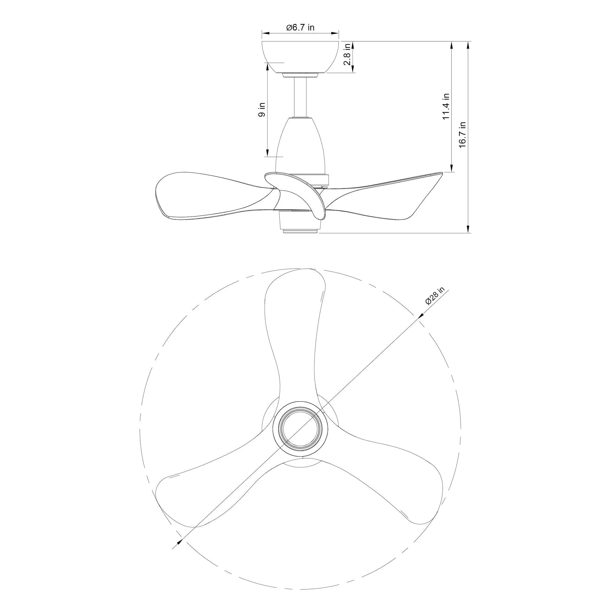 28" Kwang Farmhouse DC Motor Downrod Mount Reversible Ceiling Fan with LED Lighting and Remote Control