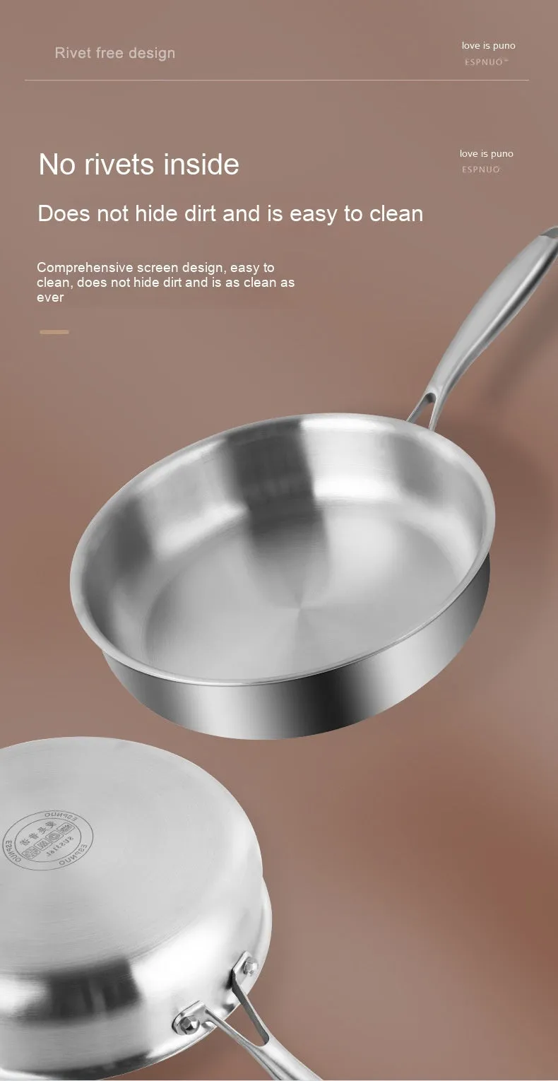 316L Stainless Steel Frying Uncoated Household Pan