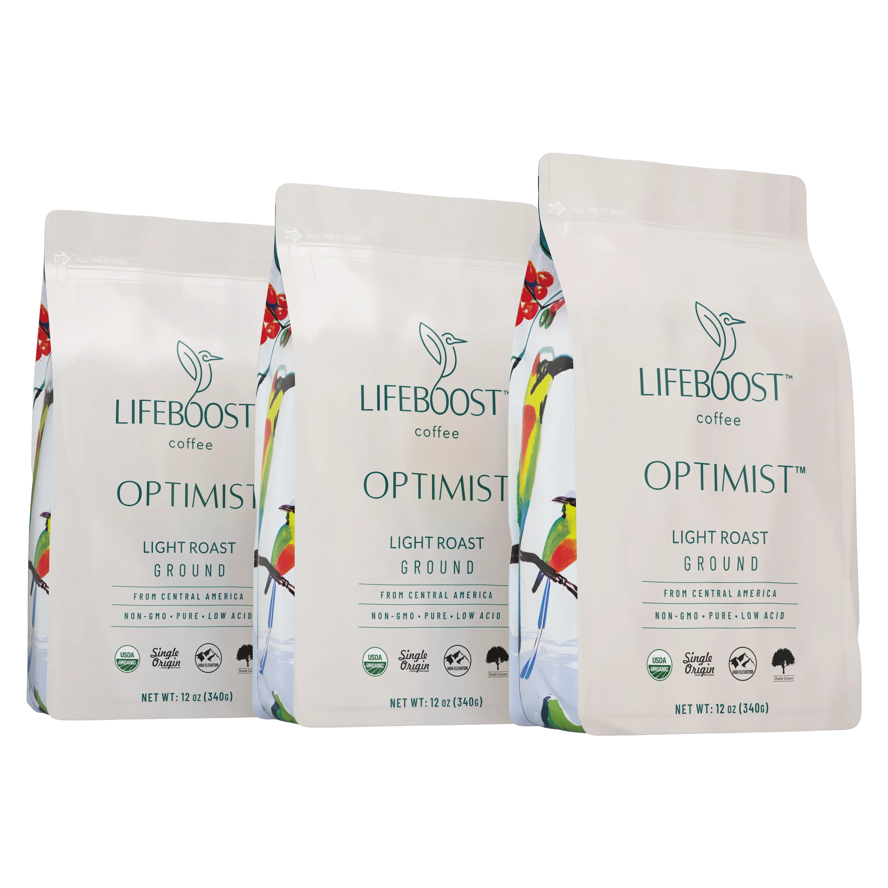 3x Optimist Light Roast Coffee 12 oz Bag