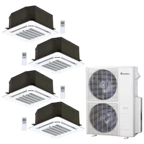 4-Zone Klimaire 21.1 SEER2 Multi Split Ceiling Cassette Air Conditioner Heat Pump System 12 12 12 18