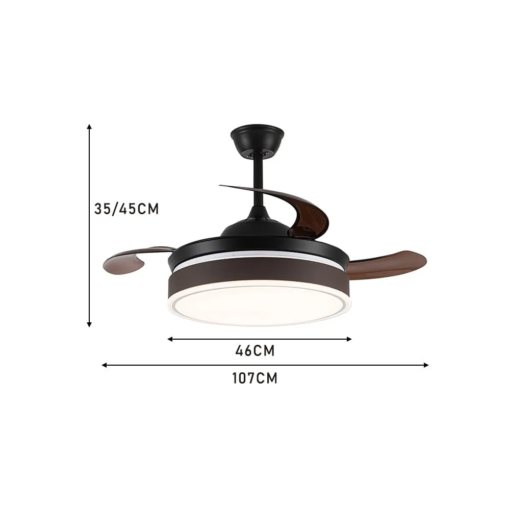 42'' Coffee Acrylic Ceiling Fan with Light Dimmable with Remote