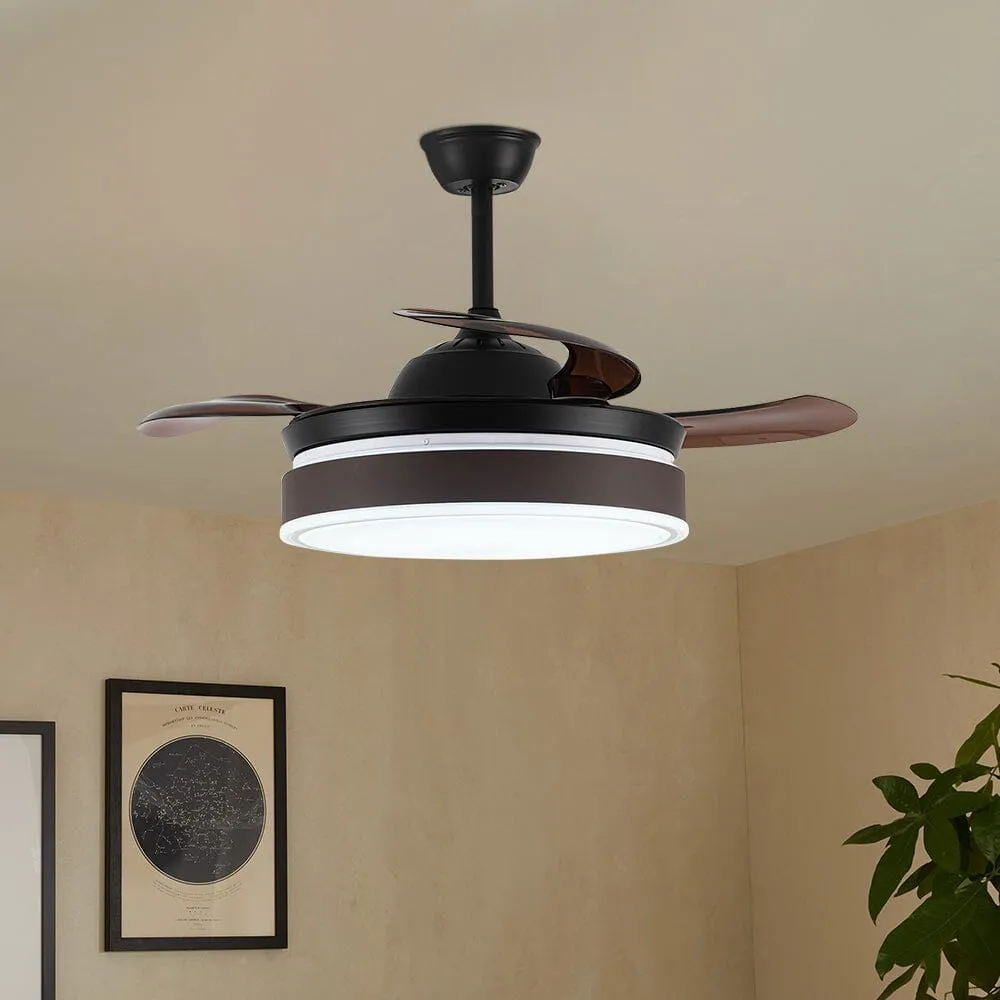 42'' Coffee Acrylic Ceiling Fan with Light Dimmable with Remote