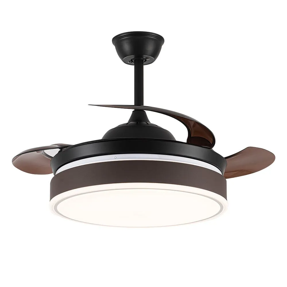 42'' Coffee Acrylic Ceiling Fan with Light Dimmable with Remote