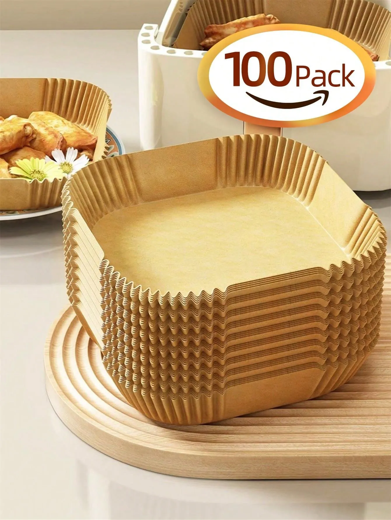 50pcs Air Fryer Disposable Paper Parchment Wood Pulp Steamer Cheesecake Air Fryer Accessories Baking Paper For Air Fryer