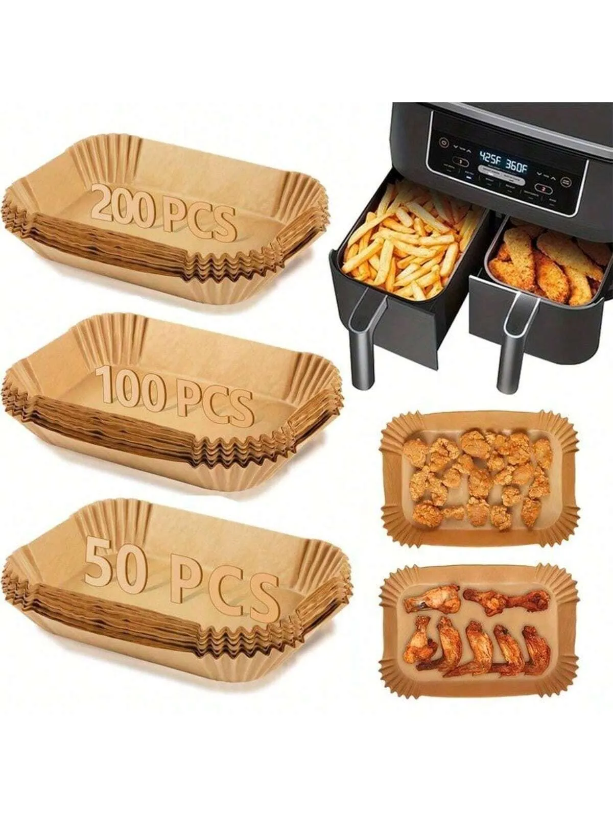 50pcs Air Fryer Disposable Paper Parchment Wood Pulp Steamer Cheesecake Air Fryer Accessories Baking Paper For Air Fryer