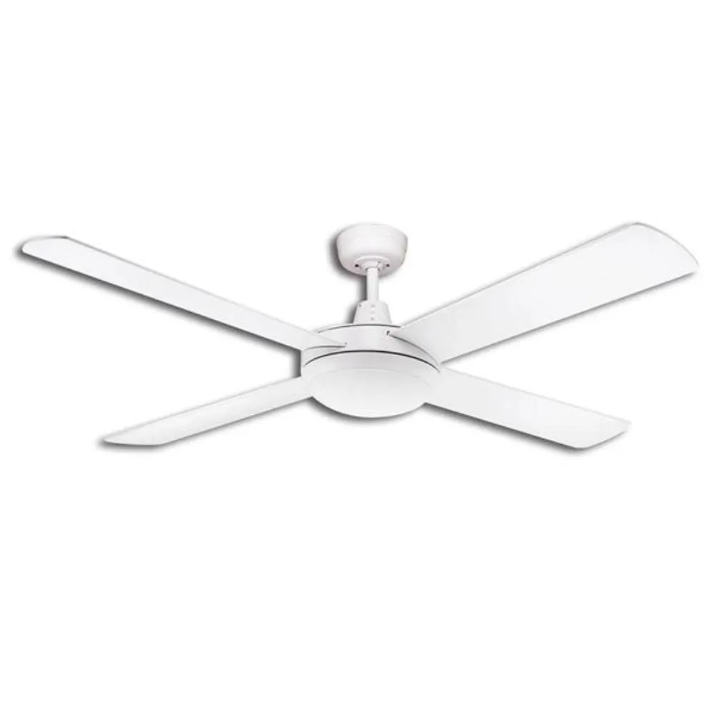 52" Lifestyle AC Ceiling Fan Brushed Aluminium, Matt Black, White WitH Light DLS1343 Martec Lighting