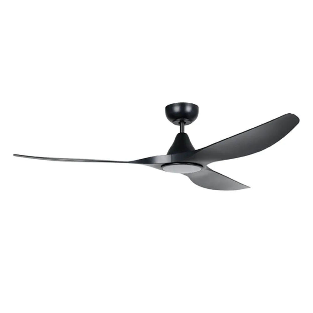 60" Surf DC Ceiling Fan and CCT Light 20w in White, Black, Oak/White or Teak/Black