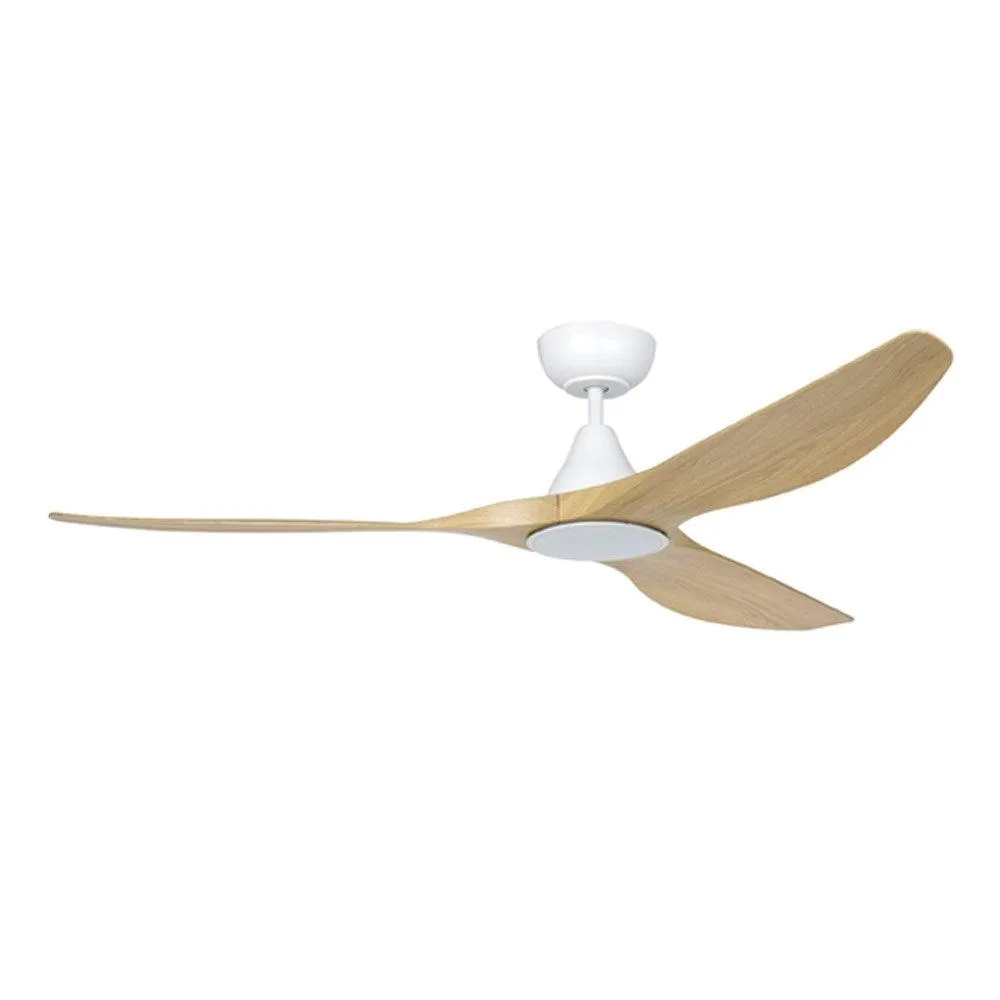 60" Surf DC Ceiling Fan and CCT Light 20w in White, Black, Oak/White or Teak/Black