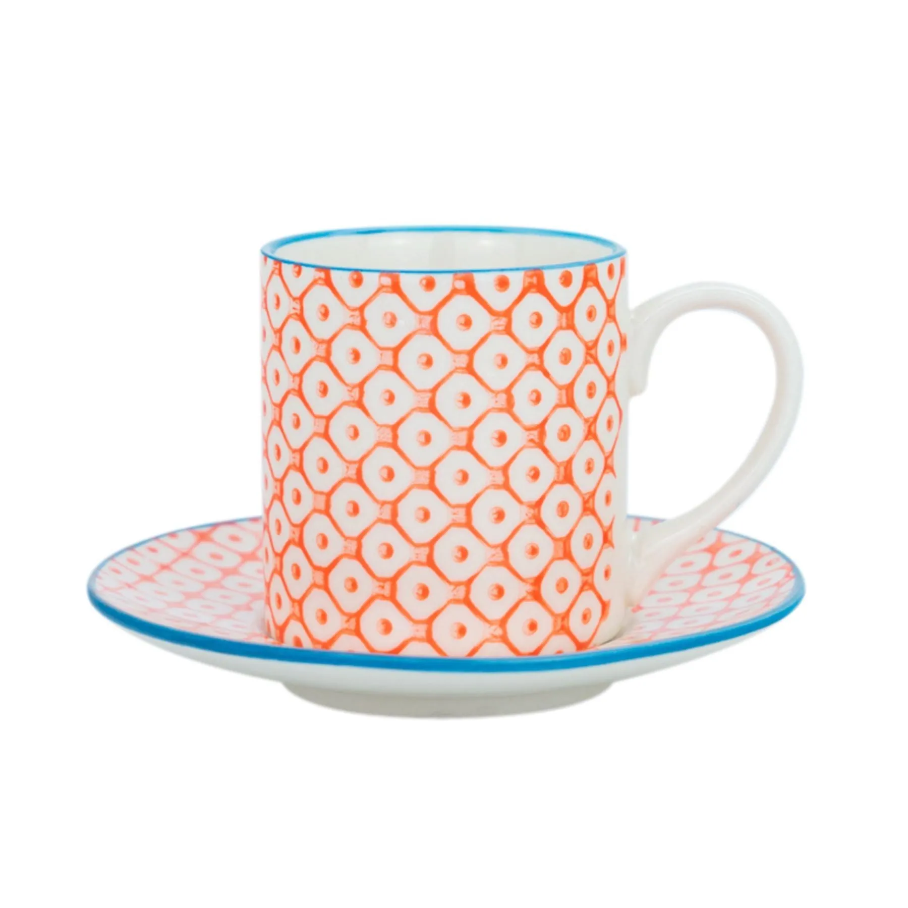 65ml Hand Printed Espresso Cups & Saucers - Pack of Six - By Nicola Spring