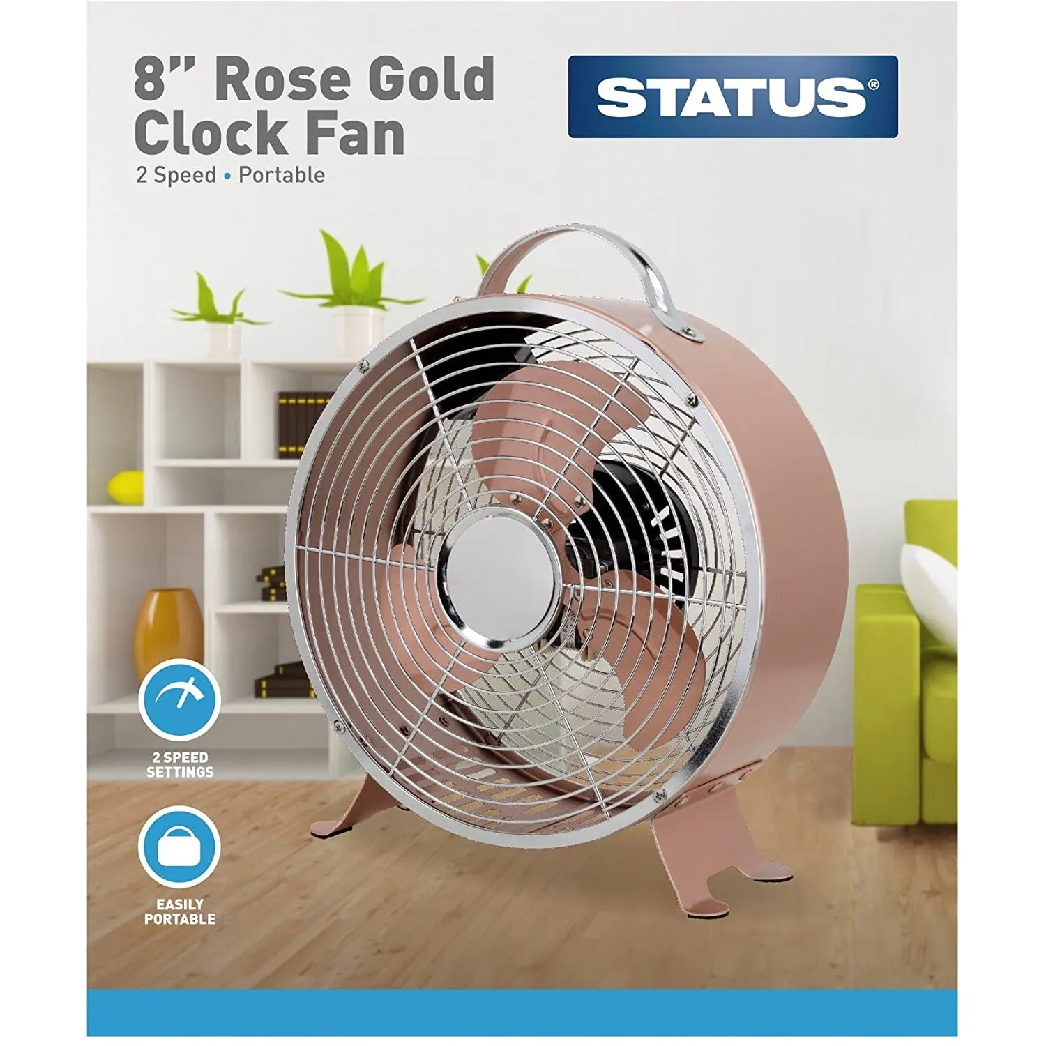 8'' Rose Gold Clock Fan