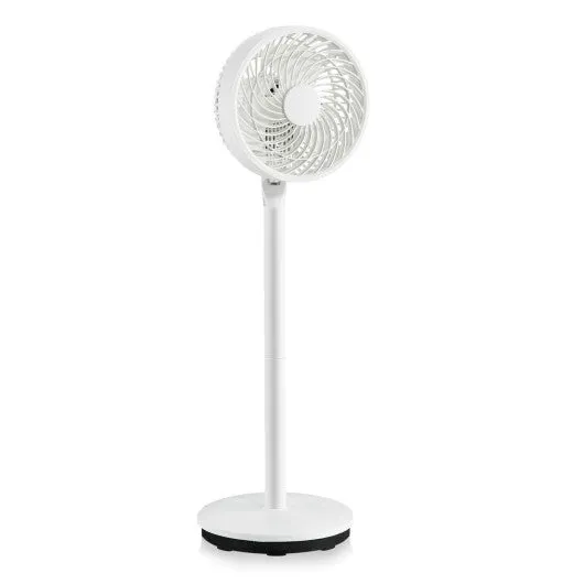 9 Inch Portable Oscillating Pedestal Floor Fan with Adjustable Heights and Speeds-White