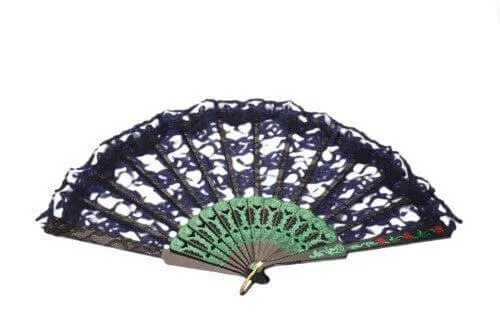 9" Lace Fan - Black & Green