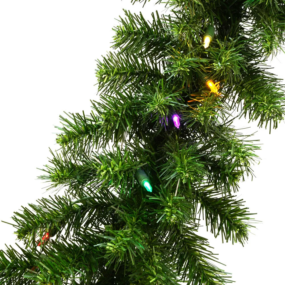 9'x14" Enchanted Evergreen Garland, Multi-Color LED Lights