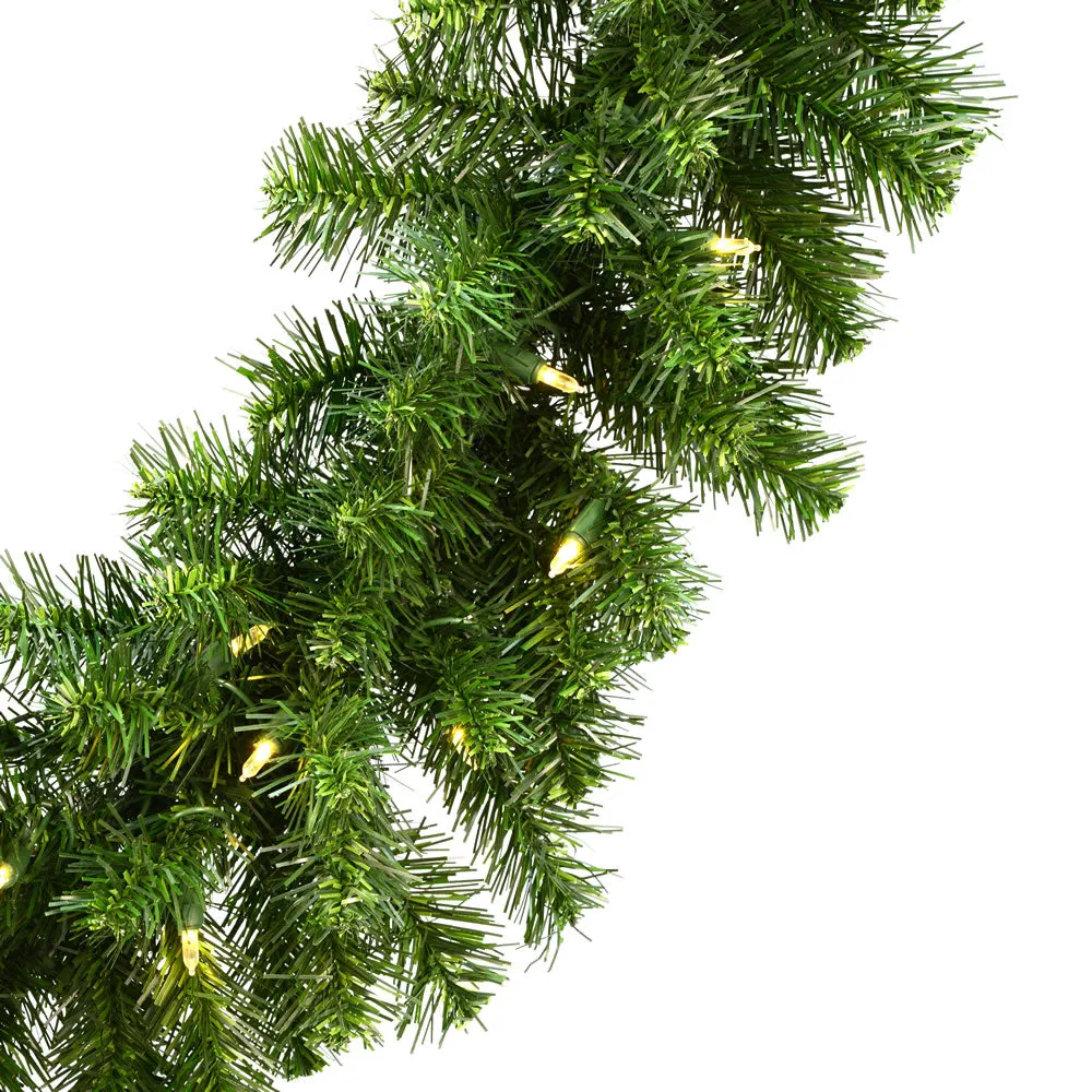 9'x14" Enchanted Evergreen Garland, Warm White LED Lights