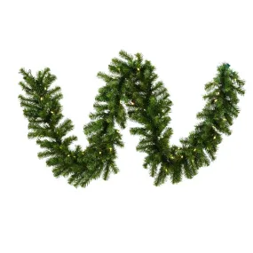 9'x14" Enchanted Evergreen Garland, Warm White LED Lights