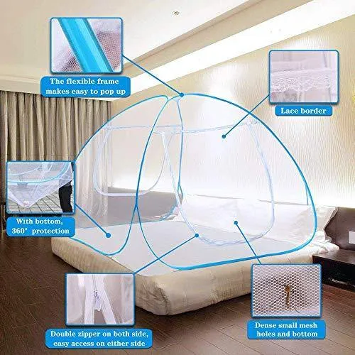 Adofo Foldable Mosquito Net Double Bed   King Size   Queen Size - for Baby, Kids Adult Protection (White Net)