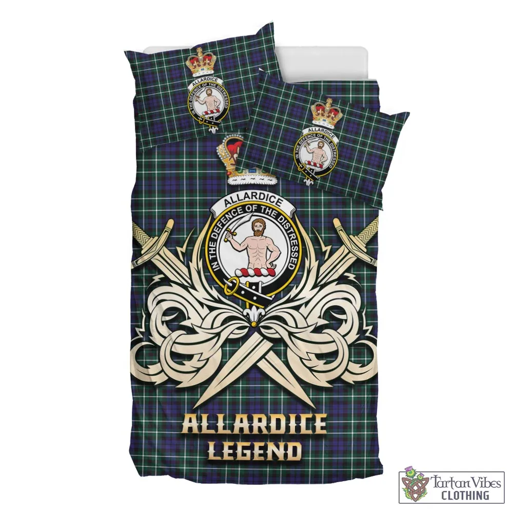 Allardice Tartan Bedding Set with Clan Crest and the Golden Sword of Courageous Legacy