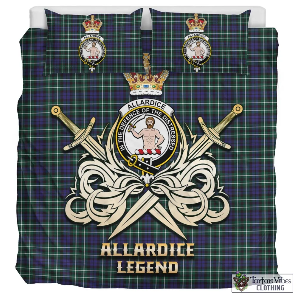 Allardice Tartan Bedding Set with Clan Crest and the Golden Sword of Courageous Legacy