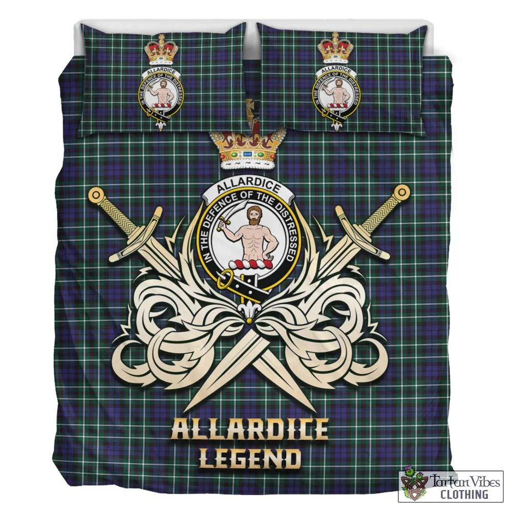 Allardice Tartan Bedding Set with Clan Crest and the Golden Sword of Courageous Legacy