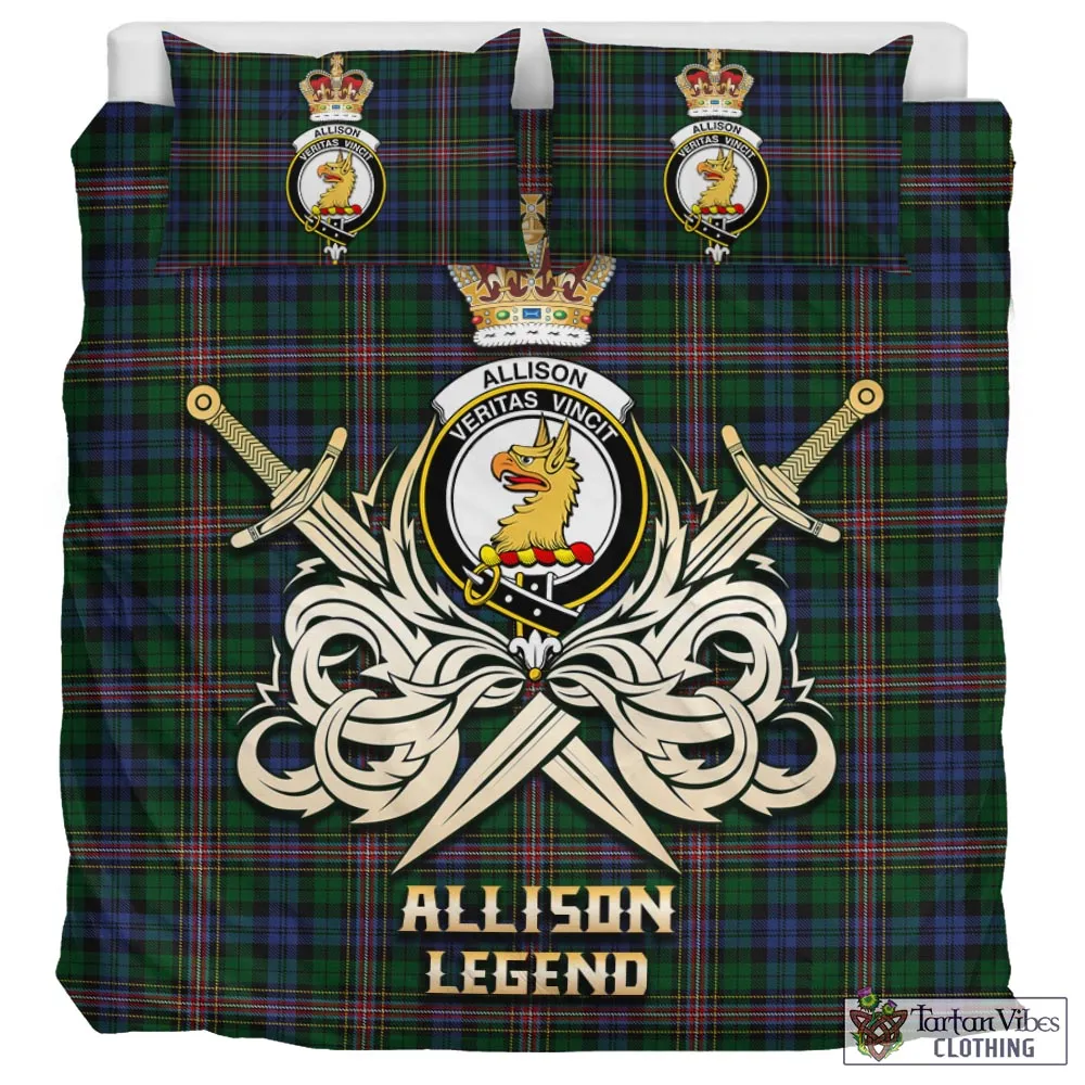 Allison Tartan Bedding Set with Clan Crest and the Golden Sword of Courageous Legacy