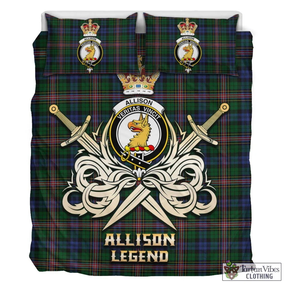 Allison Tartan Bedding Set with Clan Crest and the Golden Sword of Courageous Legacy