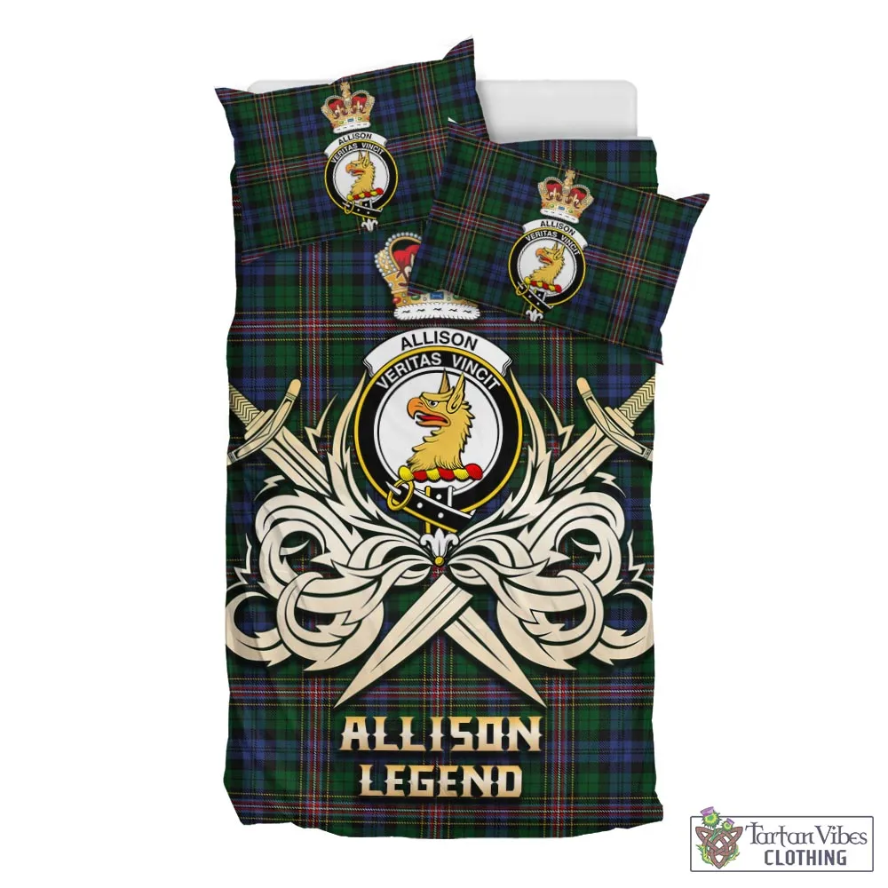 Allison Tartan Bedding Set with Clan Crest and the Golden Sword of Courageous Legacy