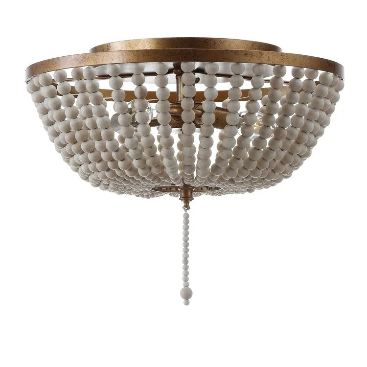 Allison Three-Light Flush Mount Ceiling Fixture - Antique Gold