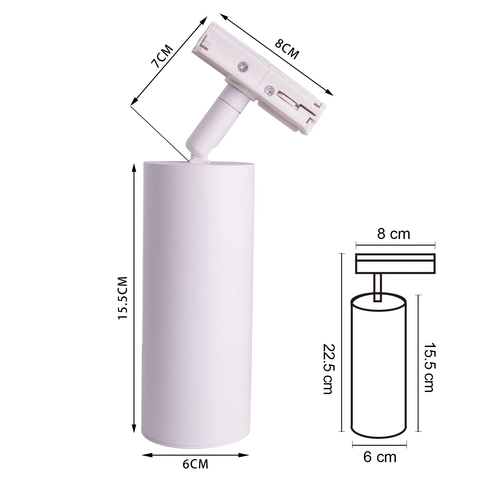 Aluminium 3-Wire LED GU10 Track Light in White & Black