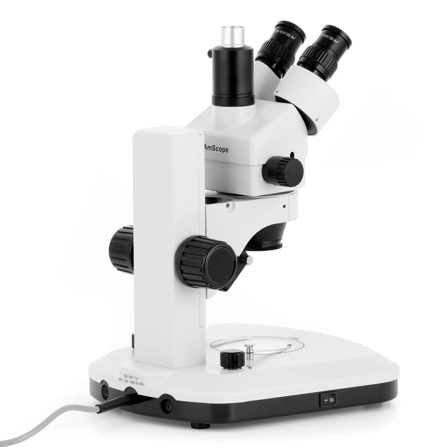 AmScope SM-1 Series Zoom Trinocular Stereo Microscope with Dual LED, HDMI Camera on Track Stand