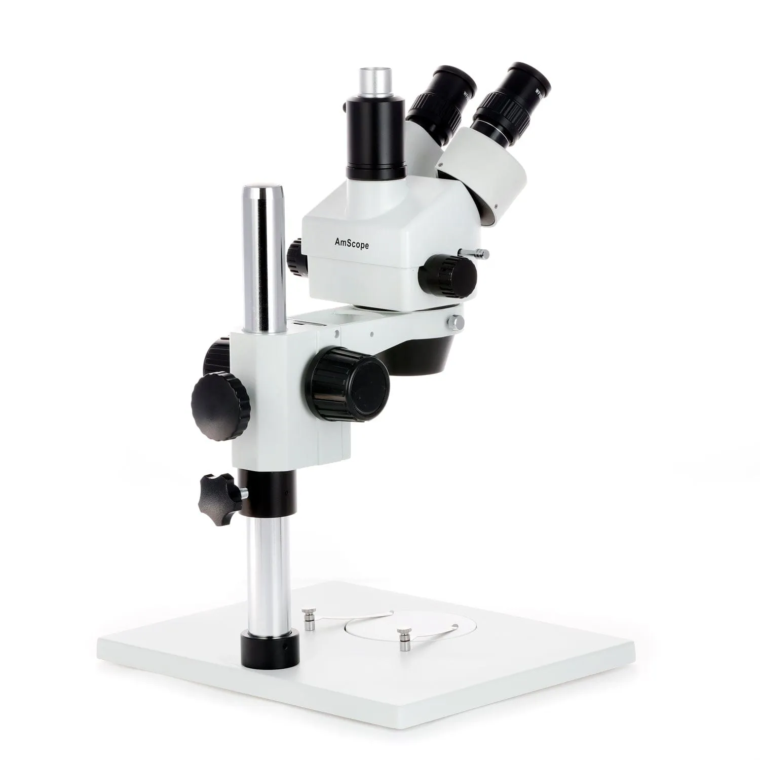 AmScope SM-1 Series Zoom Trinocular Stereo Microscope with Dual LED, HDMI Camera on Track Stand