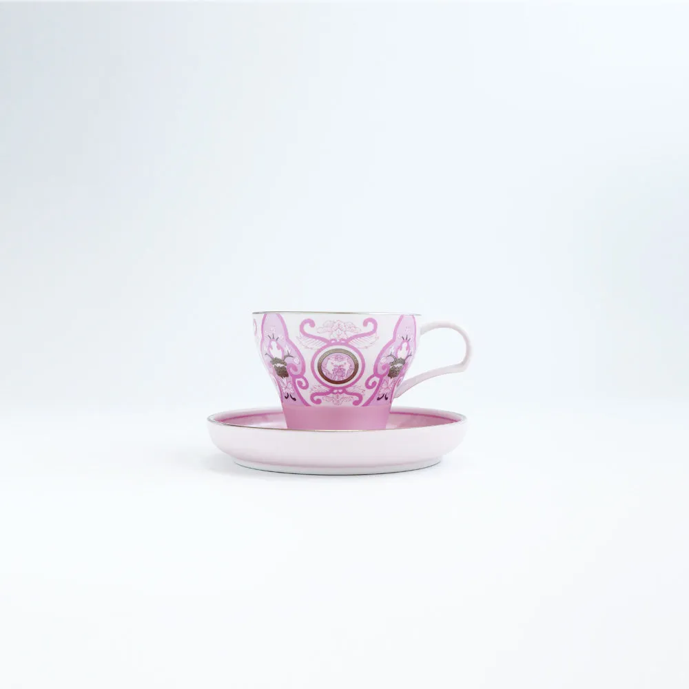 Arita Yaki(ware) Tea Coffee Mug Cup and Saucer Set - Cherry Blossom Pink