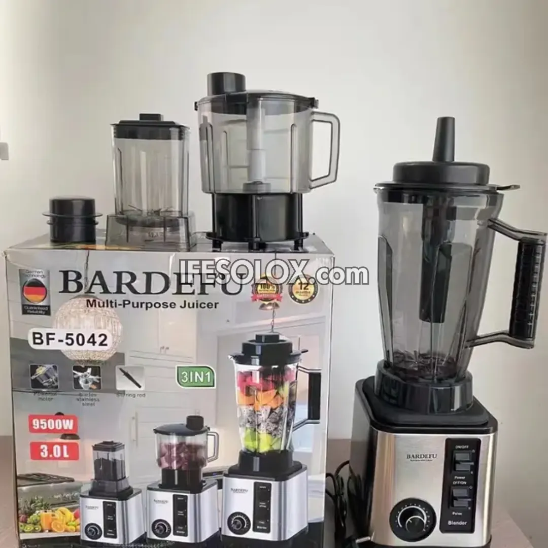 BARDEFU BF-5042 3Liters 9,500Watts High-speed 3-in-1 Power Blender - Brand New