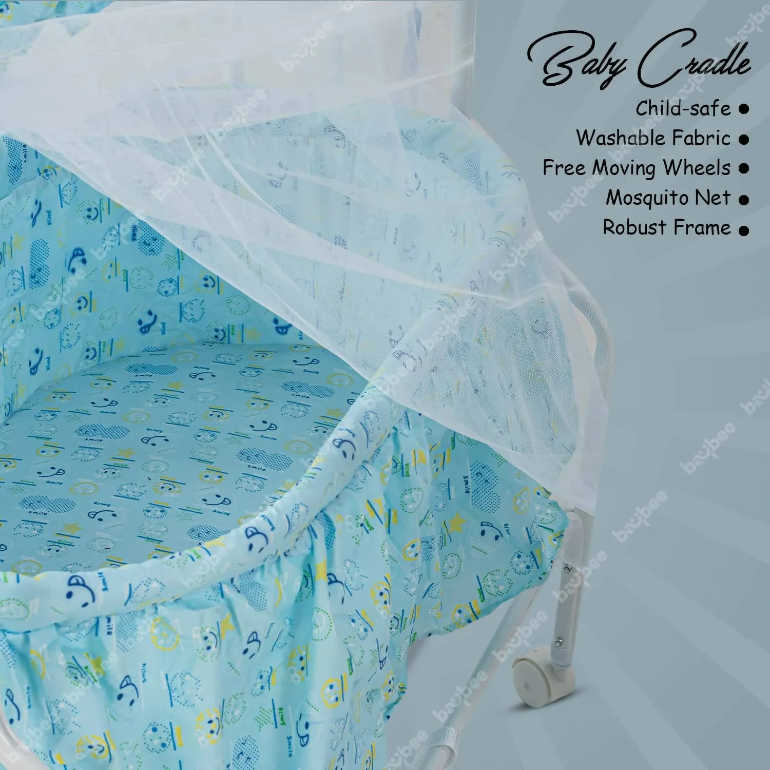 BAYBEE Enchant Baby Swing Cradle for Baby, Infant Baby Cradle Jhula with Mosquito Net, Storage & Wheel Lock