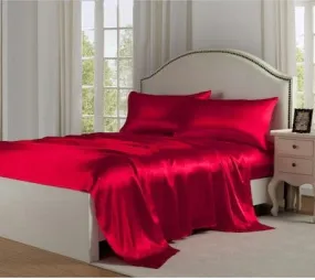 Bella & Whistles Satin Charmeuse Sheet Set Red - King