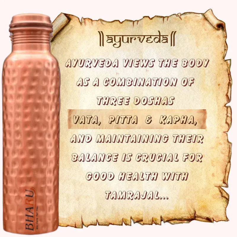 Bharu Hammered Copper Bottle 750 ml - Pack of 3