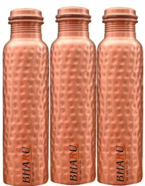 Bharu Hammered Copper Bottle 750 ml - Pack of 3