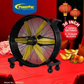 Big Ass Fan, Big fan with 7 Speed, Industrial Fan, Power Fan Air Circulator Fan 36" (PPP3622)